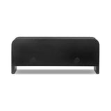 Bring a classic look to media storage with a console of black-finished iron, featuring simple bronzed hardware. Rear cutouts keep cords out of sight Amethyst Home provides interior design, new home construction design consulting, vintage area rugs, and lighting in the Houston metro area.