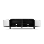 Bring a classic look to media storage with a console of black-finished iron, featuring simple bronzed hardware. Rear cutouts keep cords out of sight Amethyst Home provides interior design, new home construction design consulting, vintage area rugs, and lighting in the Nashville metro area.