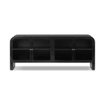 Bring a classic look to media storage with a console of black-finished iron, featuring simple bronzed hardware. Rear cutouts keep cords out of sight Amethyst Home provides interior design, new home construction design consulting, vintage area rugs, and lighting in the Washington metro area.