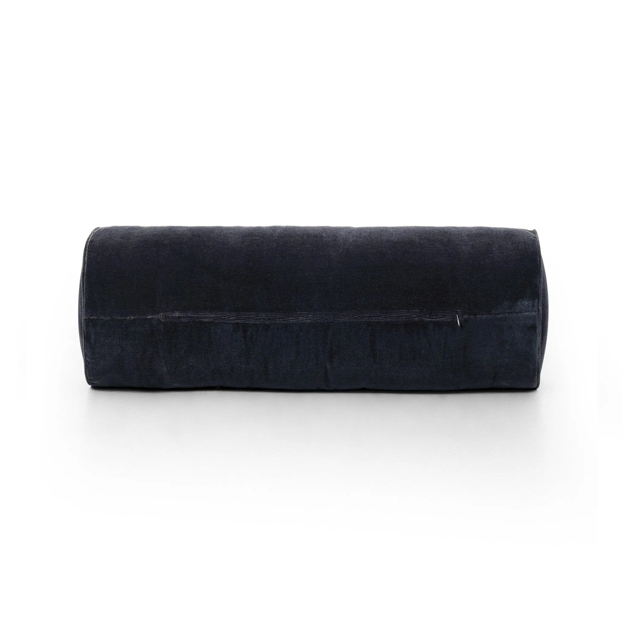 A long, navy-colored bolster pillow elevates beds and sofas in an instant. Crafted from saturated wool velvet, for a sustainable alternative to mohair, with a hidden zipper for a smooth silhouette.As lovers of wabi sabi aesthetics at Amethyst, we love the warm modern inspired Bridger Bolster Pillow - Monte Navy. Amethyst Home provides interior design, new home construction design consulting, vintage area rugs, and lighting in the Monterey metro area.