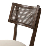 Featuring Britt Savile Flax Dining Chair by Four Hands at Amethyst Home. Mixed materials refresh retro dining style. Ebony-finished nettlewood frames a textural inlay of natural cane, for perfect contrast. Fastened by Velcro, high-performance linen-blend seating for modern sensibility. Performance fabrics are specially created to withstand spills, stain. Amethyst Home provides interior design, new home construction design consulting, vintage area rugs, and lighting in the Winter Garden metro area.
