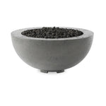 This outdoor fire table is a welcoming centerpiece designed for gathering. Made from glass-reinforced concrete, each piece is naturally finished with deep tones of pewter and dark grey. The bowl shape is completed with lavastones in the center, bringing together a bold, monochromatic look. Amethyst Home provides interior design, new home construction design consulting, vintage area rugs, and lighting in the Calabasas metro area.