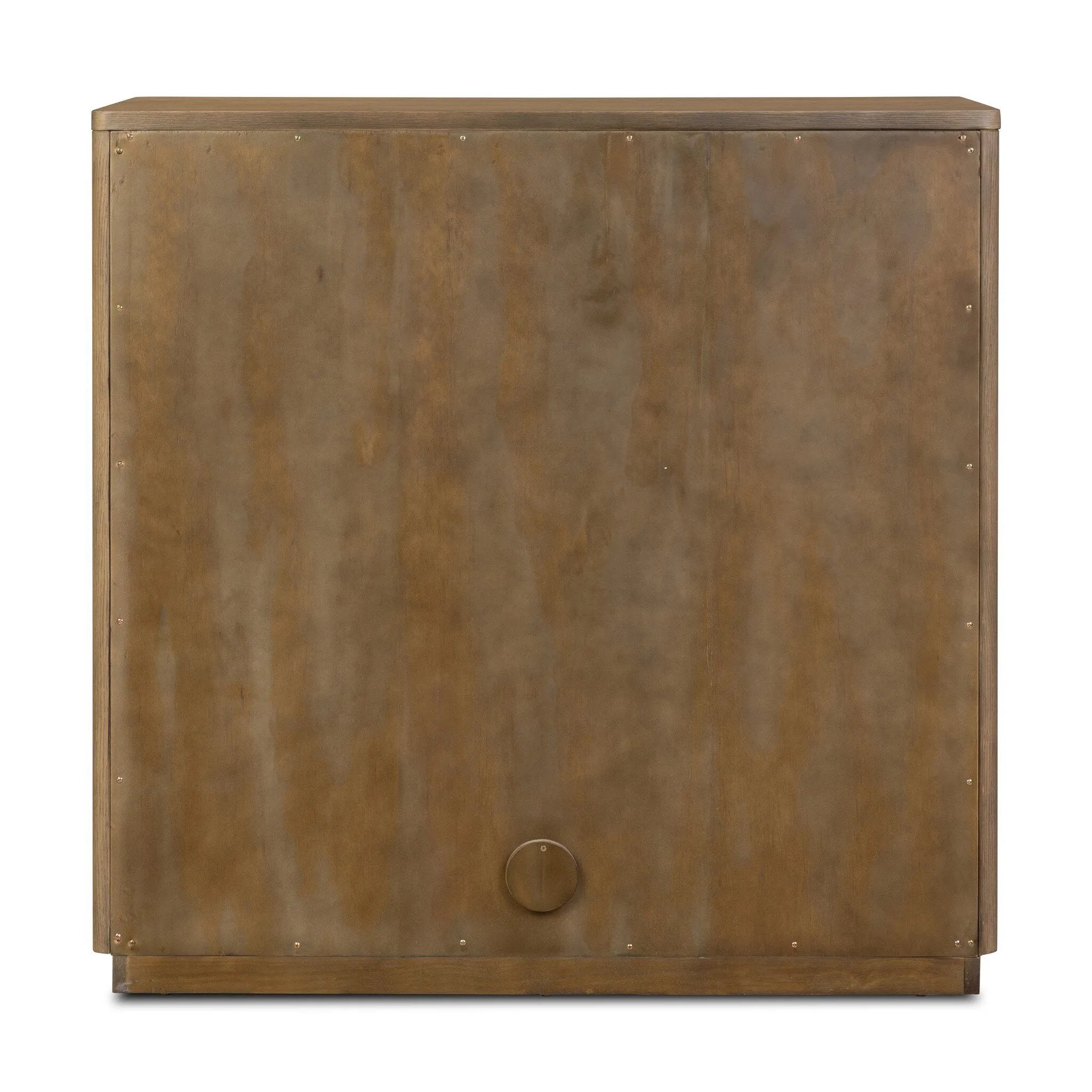 The classic wooden cabinet, reimagined. This warm oak piece features double doors with shallow scalloping that draws the eye, providing a subtle visual flow.As lovers of wabi sabi design at Amethyst, we love the designer inspired Brookhurst Small Cabinet - Drifted Oak Veneer. Amethyst Home provides interior design, new home construction design consulting, vintage area rugs, and lighting in the Dallas metro area.