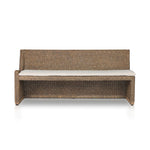 Antique-inspired coastal style. Rattan introduces varying natural shades and texture to this dining bench, and the frame's soft lines and fabric cushion invite a comfortable sit. Option to style alone or pair with other pieces in the collection. A design collaboration by Amber Lewis and Four Hands. Winner of the Domino Good Design Awards 2024. Amethyst Home provides interior design, new home construction design consulting, vintage area rugs, and lighting in the Calabasas metro area.