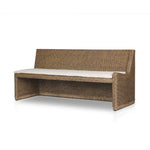 Antique-inspired coastal style. Rattan introduces varying natural shades and texture to this dining bench, and the frame's soft lines and fabric cushion invite a comfortable sit. Option to style alone or pair with other pieces in the collection. A design collaboration by Amber Lewis and Four Hands. Winner of the Domino Good Design Awards 2024. Amethyst Home provides interior design, new home construction design consulting, vintage area rugs, and lighting in the Des Moines metro area.