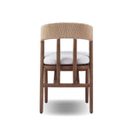 Featuring Buxton Arashi Salt Outdoor Dining Chair by Four Hands at Amethyst Home. The traditional whistler chair, reimagined for the great outdoors. Crafted from FSC®-certified teak, tapered legs extend to a woven back of faux hyacinth, complete with a soft, durable seat cushion. Cover or store indoors during inclement weather and when not in use. Overall . Amethyst Home provides interior design, new home construction design consulting, vintage area rugs, and lighting in the Des Moines metro area.