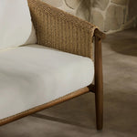 Bring home vintage inspiration. The sling shape of this outdoor sofa features a reimagined bucket seat in woven faux hyacinth, finished with rounded tapered legs that mirror the shape of the frame. Cover or store indoors during inclement weather and when not in use Amethyst Home provides interior design, new home construction design consulting, vintage area rugs, and lighting in the Des Moines metro area.