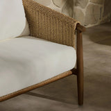 Bring home vintage inspiration. The sling shape of this outdoor sofa features a reimagined bucket seat in woven faux hyacinth, finished with rounded tapered legs that mirror the shape of the frame. Cover or store indoors during inclement weather and when not in use Amethyst Home provides interior design, new home construction design consulting, vintage area rugs, and lighting in the Des Moines metro area.