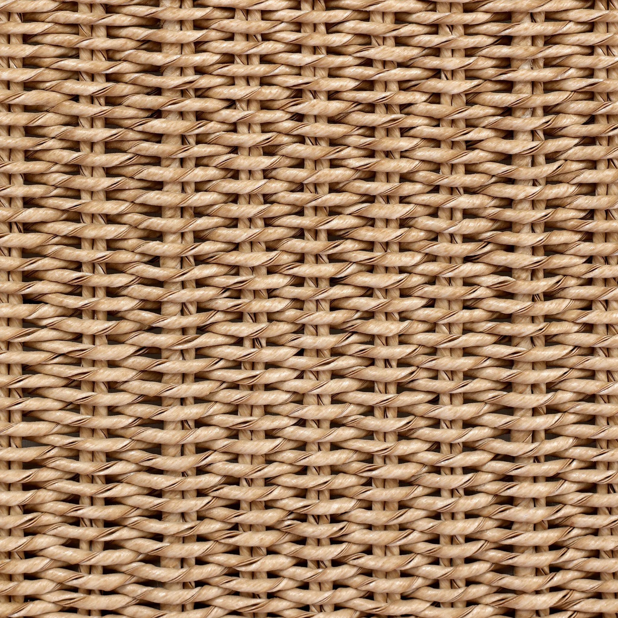 Bring home vintage inspiration. The sling shape of this outdoor sofa features a reimagined bucket seat in woven faux hyacinth, finished with rounded tapered legs that mirror the shape of the frame. Cover or store indoors during inclement weather and when not in use Amethyst Home provides interior design, new home construction design consulting, vintage area rugs, and lighting in the Laguna Beach metro area.