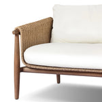 Bring home vintage inspiration. The sling shape of this outdoor sofa features a reimagined bucket seat in woven faux hyacinth, finished with rounded tapered legs that mirror the shape of the frame. Cover or store indoors during inclement weather and when not in use Amethyst Home provides interior design, new home construction design consulting, vintage area rugs, and lighting in the Monterey metro area.