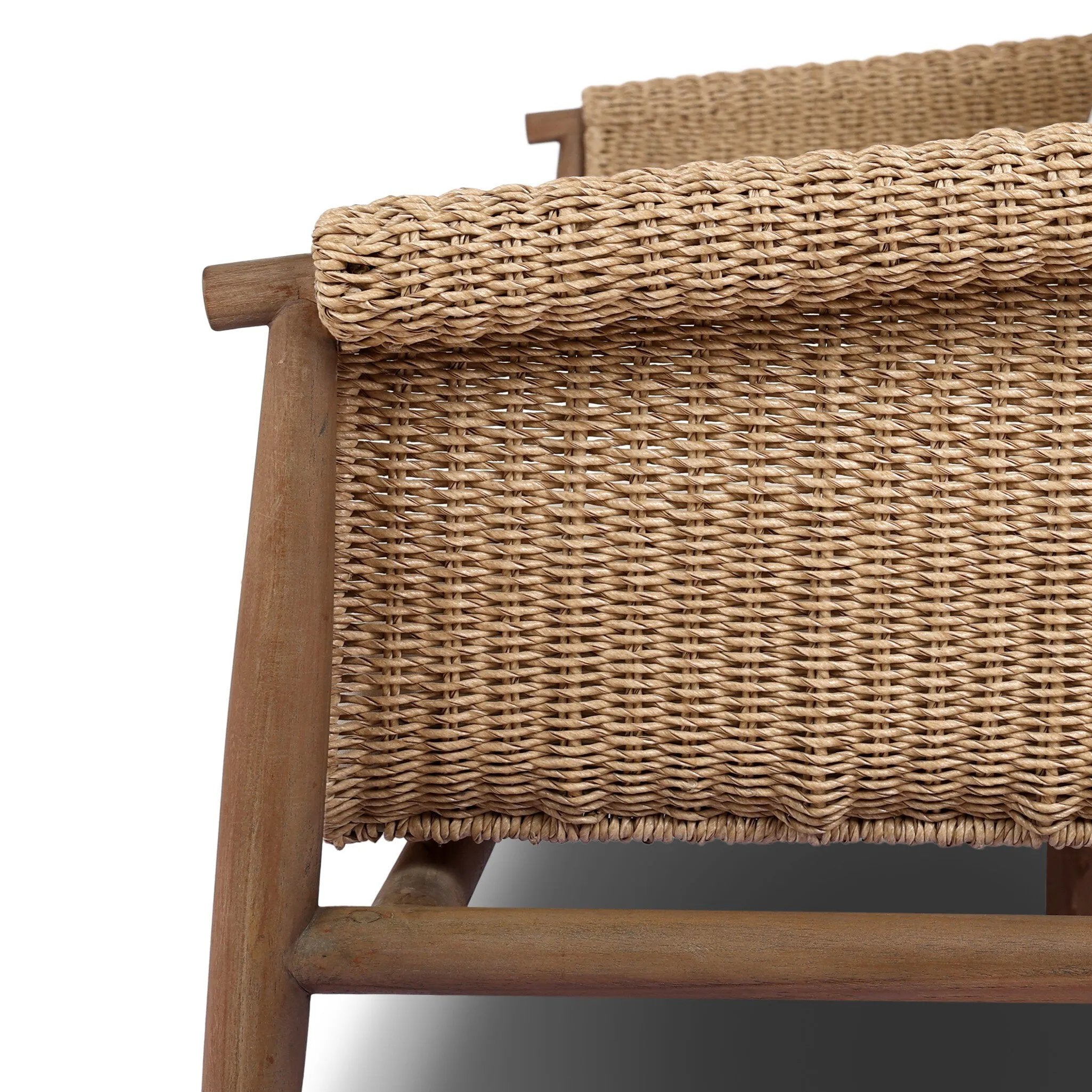 Bring home vintage inspiration. The sling shape of this outdoor sofa features a reimagined bucket seat in woven faux hyacinth, finished with rounded tapered legs that mirror the shape of the frame. Cover or store indoors during inclement weather and when not in use Amethyst Home provides interior design, new home construction design consulting, vintage area rugs, and lighting in the San Diego metro area.