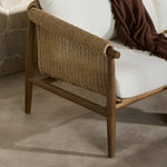 Bring home vintage inspiration. The sling shape of this outdoor sofa features a reimagined bucket seat in woven faux hyacinth, finished with rounded tapered legs that mirror the shape of the frame. Cover or store indoors during inclement weather and when not in use Amethyst Home provides interior design, new home construction design consulting, vintage area rugs, and lighting in the Washington metro area.