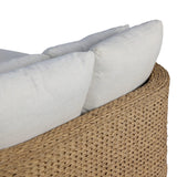 A classic barrel back silhouette meets coastal inspiration with a chunky woven texture. Neutral upholstery and simple shaping make this outdoor chaise fit a number of styles. Cover or store indoors during inclement weather and when not in use. Amethyst Home provides interior design, new home construction design consulting, vintage area rugs, and lighting in the Dallas metro area.