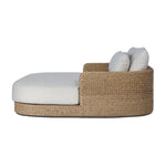 A classic barrel back silhouette meets coastal inspiration with a chunky woven texture. Neutral upholstery and simple shaping make this outdoor chaise fit a number of styles. Cover or store indoors during inclement weather and when not in use. Amethyst Home provides interior design, new home construction design consulting, vintage area rugs, and lighting in the Scottsdale metro area.