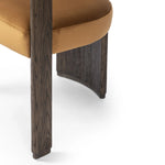 Featuring Canon Stax Rust Dining Chair by Four Hands at Amethyst Home. For a confident mix of soft curves and clean lines, this three-leg dining chair pairs a solid oak frame and low barrel back with rich, rust-colored upholstery.Overall Dimensions: 29.00"w x 23.25"d x 29.75"hWeight : 35.27 lbsMaterials : 100% Polyester, Solid Oak. Amethyst Home provides interior design, new home construction design consulting, vintage area rugs, and lighting in the Los Angeles metro area.