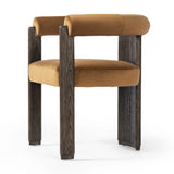 Featuring Canon Stax Rust Dining Chair by Four Hands at Amethyst Home. For a confident mix of soft curves and clean lines, this three-leg dining chair pairs a solid oak frame and low barrel back with rich, rust-colored upholstery.Overall Dimensions: 29.00"w x 23.25"d x 29.75"hWeight : 35.27 lbsMaterials : 100% Polyester, Solid Oak. Amethyst Home provides interior design, new home construction design consulting, vintage area rugs, and lighting in the Nashville metro area.