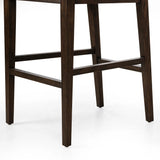 Featuring Carlo Alcala Fawn Bar + Counter Stool by Four Hands at Amethyst Home. Get back to the basics with this understated modern dining seating. Its simple shape includes a split back design that lets the upholstery peek through. High-performance fabric ideal for the counter, framed out by dark-finished oak.BarOverall Dimensions: 20.75"w x 26.00"d x 43.50"h. Amethyst Home provides interior design, new home construction design consulting, vintage area rugs, and lighting in the Boston metro area.