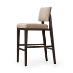 Featuring Carlo Alcala Fawn Bar + Counter Stool by Four Hands at Amethyst Home. Get back to the basics with this understated modern dining seating. Its simple shape includes a split back design that lets the upholstery peek through. High-performance fabric ideal for the counter, framed out by dark-finished oak.BarOverall Dimensions: 20.75"w x 26.00"d x 43. Amethyst Home provides interior design, new home construction design consulting, vintage area rugs, and lighting in the Kansas City metro area.