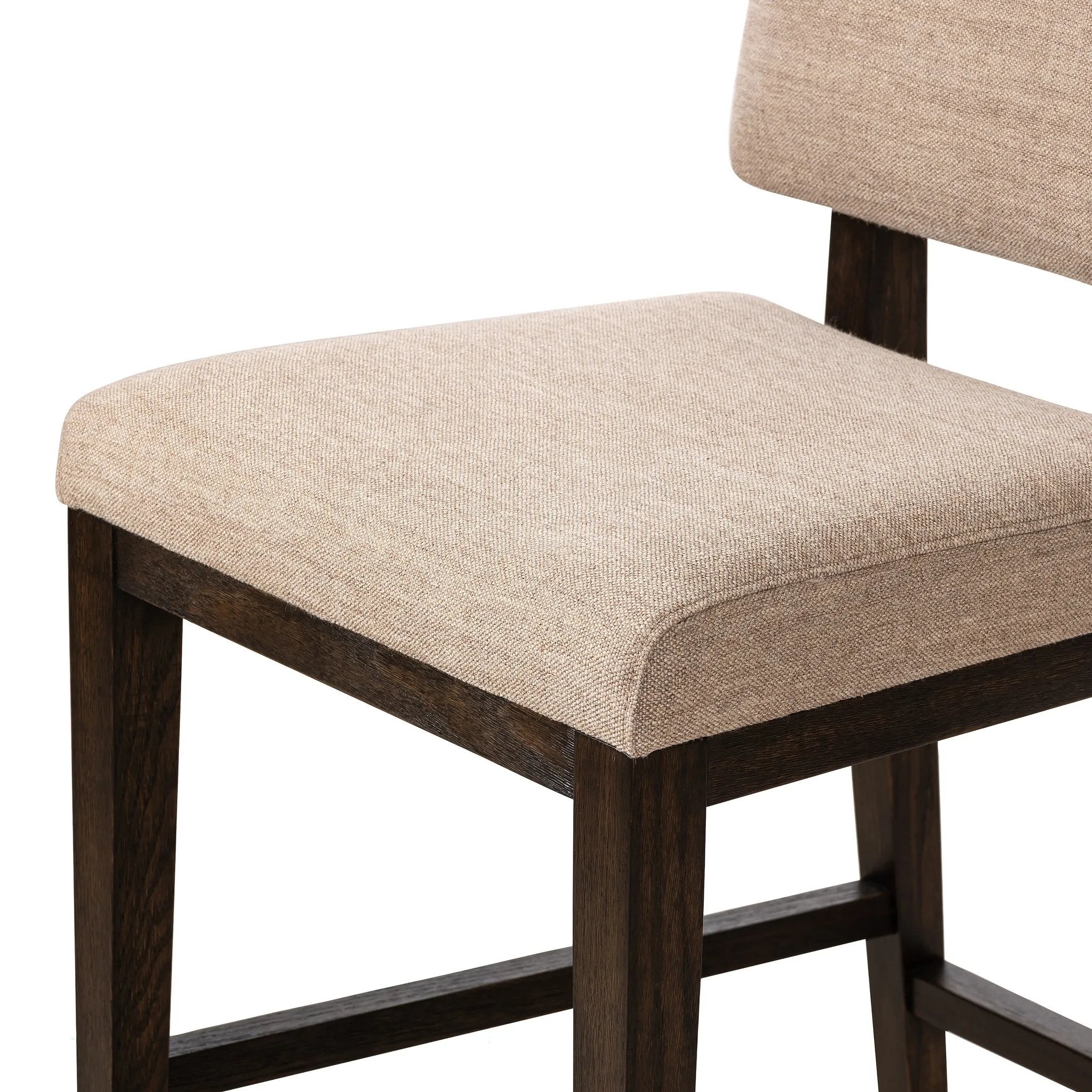 Featuring Carlo Alcala Fawn Bar + Counter Stool by Four Hands at Amethyst Home. Get back to the basics with this understated modern dining seating. Its simple shape includes a split back design that lets the upholstery peek through. High-performance fabric ideal for the counter, framed out by dark-finished oak.BarOverall Dimensions: 20.75"w x 26.00"d x 43.50"hW. Amethyst Home provides interior design, new home construction design consulting, vintage area rugs, and lighting in the Miami metro area.
