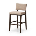 Featuring Carlo Alcala Fawn Bar + Counter Stool by Four Hands at Amethyst Home. Get back to the basics with this understated modern dining seating. Its simple shape includes a split back design that lets the upholstery peek through. High-performance fabric ideal for the counter, framed out by dark-finished oak.BarOverall Dimensions: 20.75"w x 26.00"d x 43.50"hW. Amethyst Home provides interior design, new home construction design consulting, vintage area rugs, and lighting in the Tampa metro area.