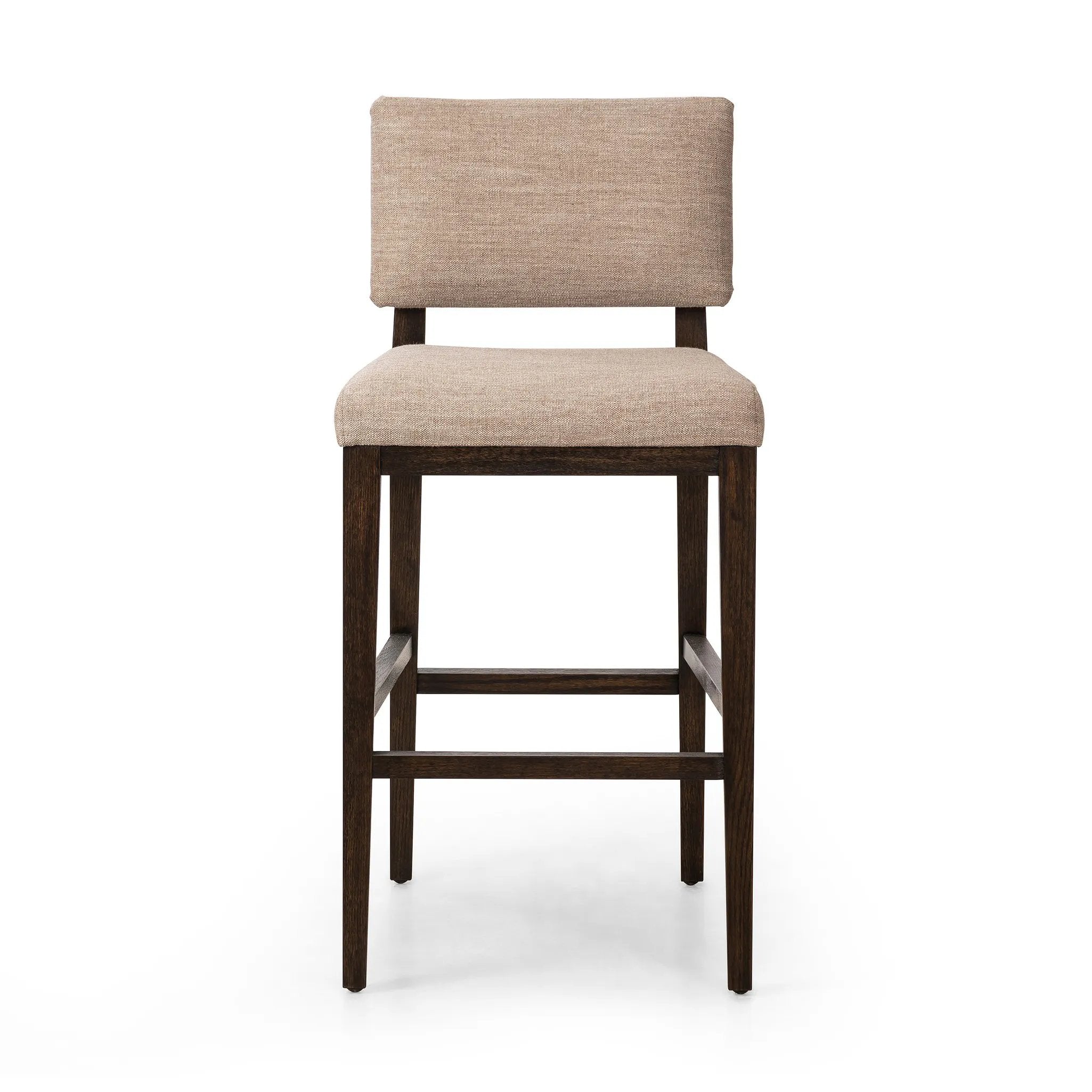 Featuring Carlo Alcala Fawn Bar + Counter Stool by Four Hands at Amethyst Home. Get back to the basics with this understated modern dining seating. Its simple shape includes a split back design that lets the upholstery peek through. High-performance fabric ideal for the counter, framed out by dark-finished oak.BarOverall Dimensions: 20.75"w x 26.00"d x 43.. Amethyst Home provides interior design, new home construction design consulting, vintage area rugs, and lighting in the Washington metro area.
