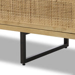 Featuring Carmel Natural Cane Sideboard 96" by Four Hands at Amethyst Home. Midcentury-inspired style with an organic twist. Surrounded by mango casing, light cane weaves for a fresh, natural look. Finished off with angular gunmetal-finished iron legs. Plenty of interior storage for your favorite table linens and dinnerware. Overall Dimensions: 96.00"w x 18. Amethyst Home provides interior design, new home construction design consulting, vintage area rugs, and lighting in the Calabasas metro area.