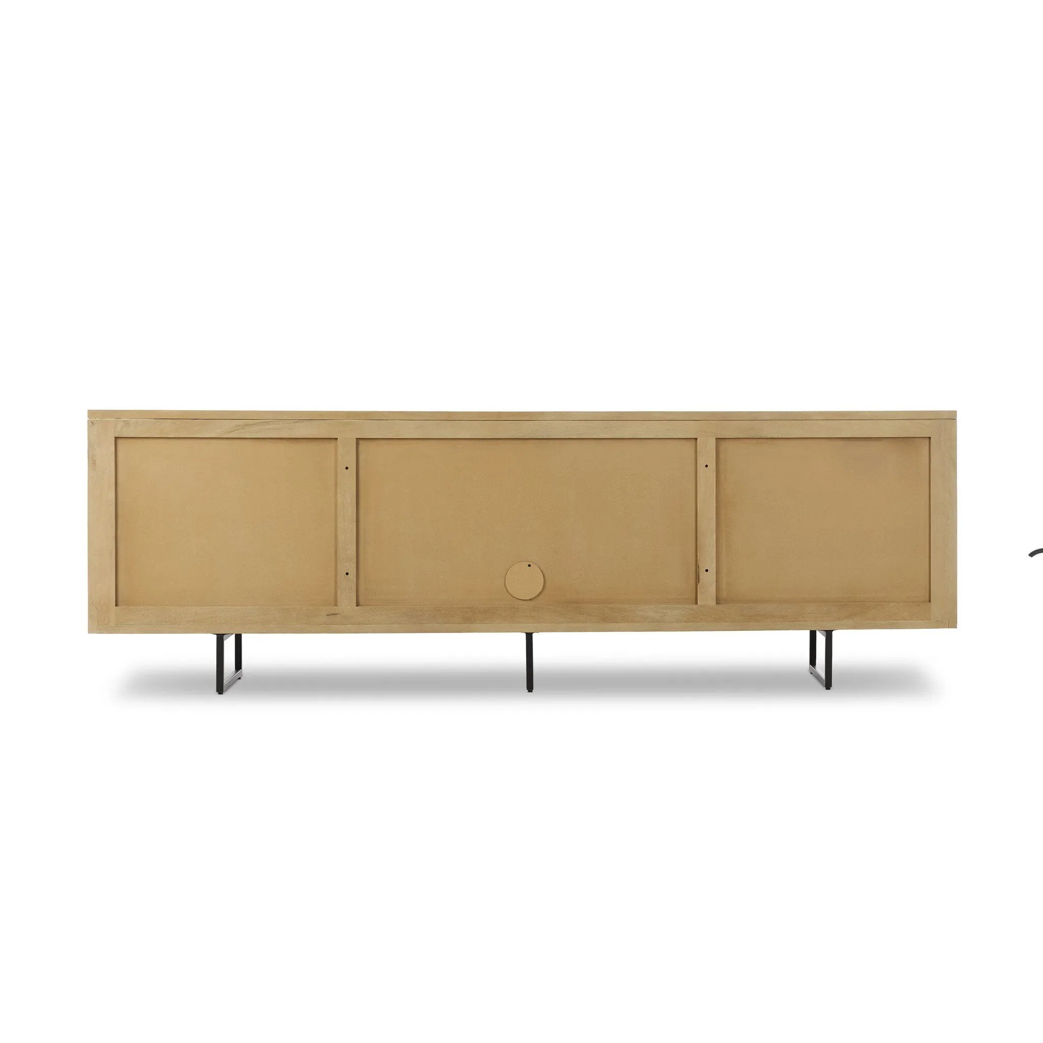 Featuring Carmel Natural Cane Sideboard 96" by Four Hands at Amethyst Home. Midcentury-inspired style with an organic twist. Surrounded by mango casing, light cane weaves for a fresh, natural look. Finished off with angular gunmetal-finished iron legs. Plenty of interior storage for your favorite table linens and dinnerware. Overall Dimensions: 96.00"w x 1. Amethyst Home provides interior design, new home construction design consulting, vintage area rugs, and lighting in the Washington metro area.
