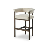 Featuring Cassie Charter Oatmeal Bar + Counter Stool by Four Hands at Amethyst Home. Upholstered in high-performance fabric, this sculpted bar stool features a comfortable yoke back and exterior fold detailing, all framed by solid ash. Performance fabrics are specially created to withstand spills, stains, high traffic and wear, ensuring long-term comfort a. Amethyst Home provides interior design, new home construction design consulting, vintage area rugs, and lighting in the Alpharetta metro area.