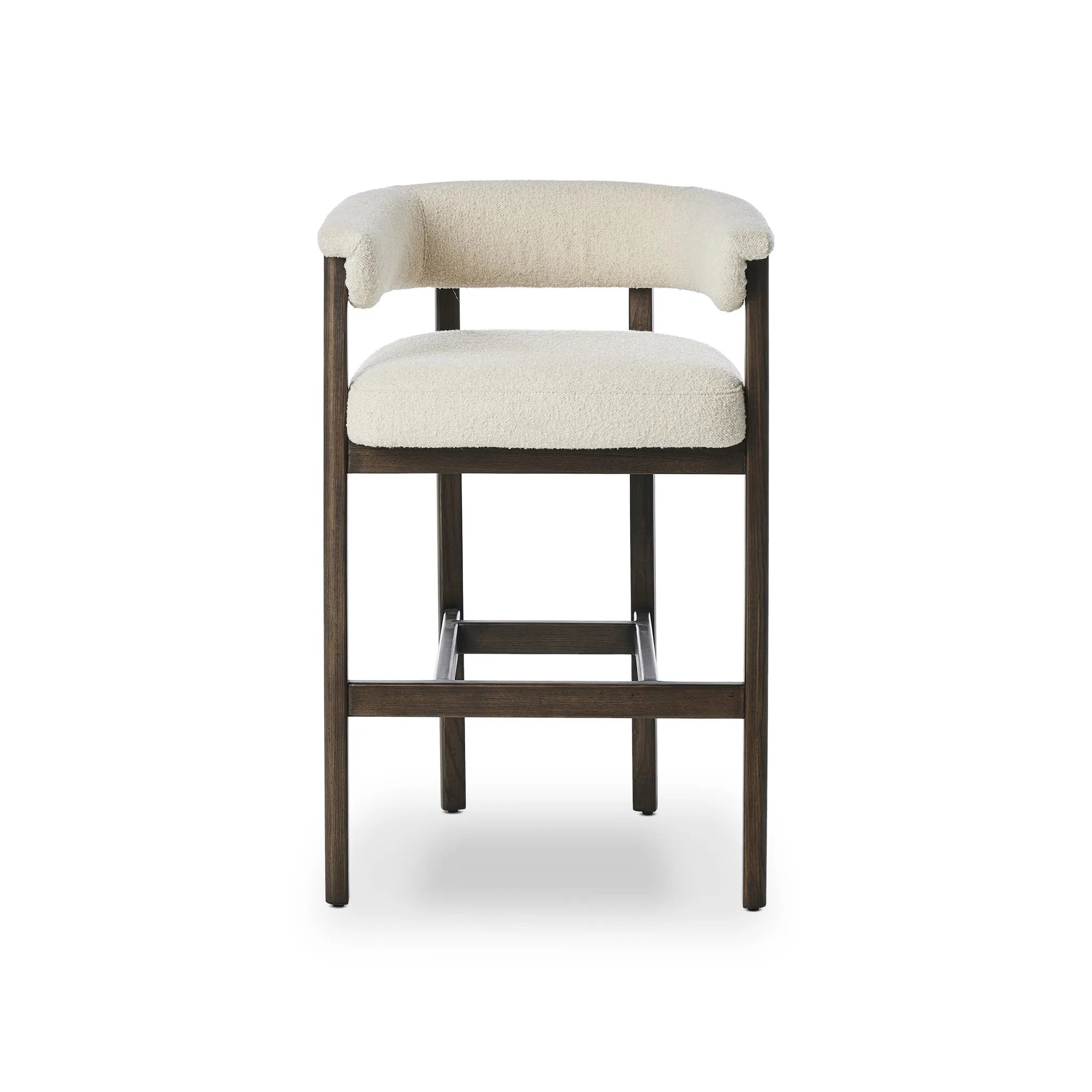 Featuring Cassie Charter Oatmeal Bar + Counter Stool by Four Hands at Amethyst Home. Upholstered in high-performance fabric, this sculpted bar stool features a comfortable yoke back and exterior fold detailing, all framed by solid ash. Performance fabrics are specially created to withstand spills, stains, high traffic and wear, ensuring long-term comfort . Amethyst Home provides interior design, new home construction design consulting, vintage area rugs, and lighting in the Kansas City metro area.