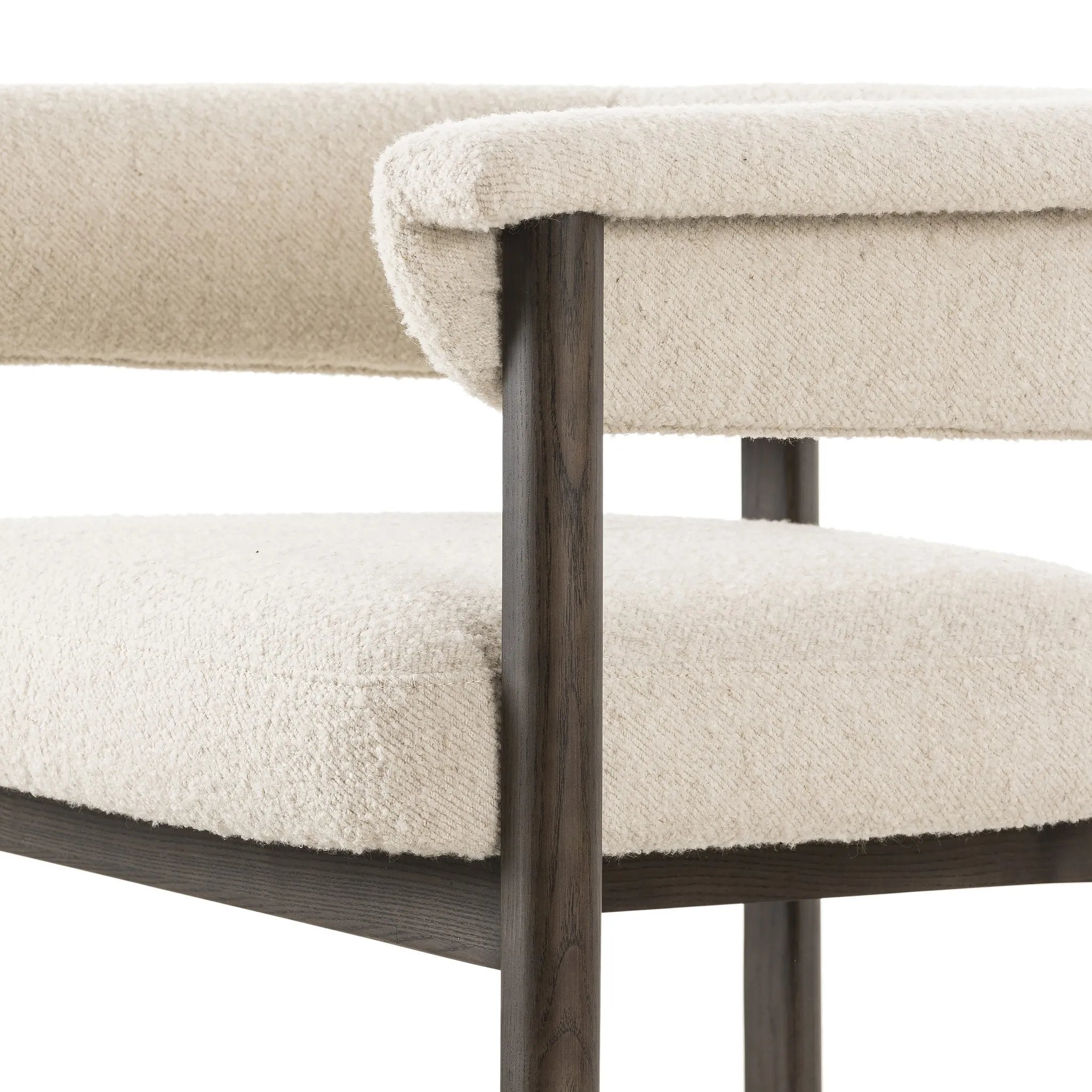 Featuring Cassie Charter Oatmeal Bar + Counter Stool by Four Hands at Amethyst Home. Upholstered in high-performance fabric, this sculpted bar stool features a comfortable yoke back and exterior fold detailing, all framed by solid ash. Performance fabrics are specially created to withstand spills, stains, high traffic and wear, ensuring long-term comfort an. Amethyst Home provides interior design, new home construction design consulting, vintage area rugs, and lighting in the San Diego metro area.