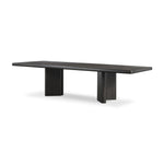 Designed in partnership with longtime Four Hands collaborator Thomas Bina and Brazilian designer Ronald Sasson, a grand-scale dining table is made from solid reclaimed French oak finished in a deep espresso. Rounded edges add a softer, fluid look. Seats 12 Amethyst Home provides interior design, new home construction design consulting, vintage area rugs, and lighting in the Boston metro area.
