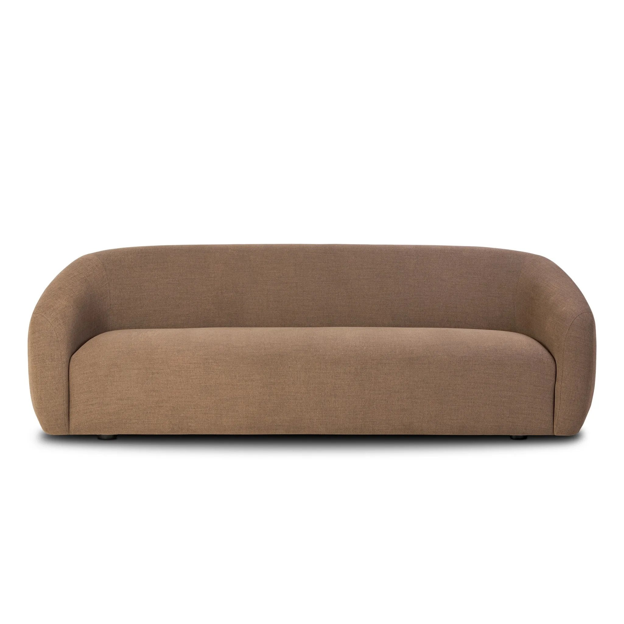 Featuring Channing Crypton Nomad Mushroom Sofa by Four Hands at Amethyst Home. Meet modern comfort. Clean curves, impeccable tailoring and a soft cushion, this sofa has an elevated, vintage European-inspired look. Upholstered in Crypton® performance fabric, specially engineered for protection against stains, moisture and odor.Overall Dimensions: 100.00". Amethyst Home provides interior design, new home construction design consulting, vintage area rugs, and lighting in the Winter Garden metro area.