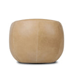 Meet modern comfort. Clean curves, impeccable tailoring and taupe top-grain leather with a pronounced grain bring an elevated, European-inspired look to this swivel chair Amethyst Home provides interior design, new home construction design consulting, vintage area rugs, and lighting in the Monterey metro area.