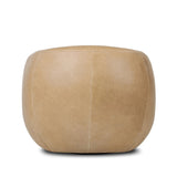 Meet modern comfort. Clean curves, impeccable tailoring and taupe top-grain leather with a pronounced grain bring an elevated, European-inspired look to this swivel chair Amethyst Home provides interior design, new home construction design consulting, vintage area rugs, and lighting in the Monterey metro area.
