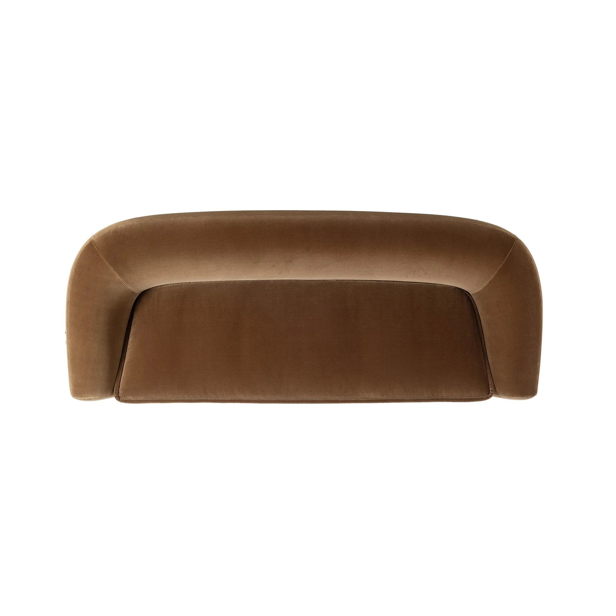 Inspired by French modernism, this dramatic sofa is defined by exaggerated curves, tapered arms and oversized welt detailing along the bench cushion for a tailored look. Performance fabrics are specially created to withstand spills, stains, high traffic and wear, ensuring long-term comfort and unmatched durability. Amethyst Home provides interior design, new home construction design consulting, vintage area rugs, and lighting in the Nashville metro area.