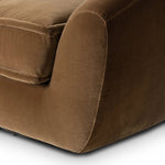 Inspired by French modernism with a nod to Jean Royere's design classic, the Polaire. Our take is defined by exaggerated curves, tapered arms and oversized welt detailing along the reversible seat cushion for a tailored look, finished with a 360-degree swivel. Amethyst Home provides interior design, new home construction design consulting, vintage area rugs, and lighting in the Nashville metro area.