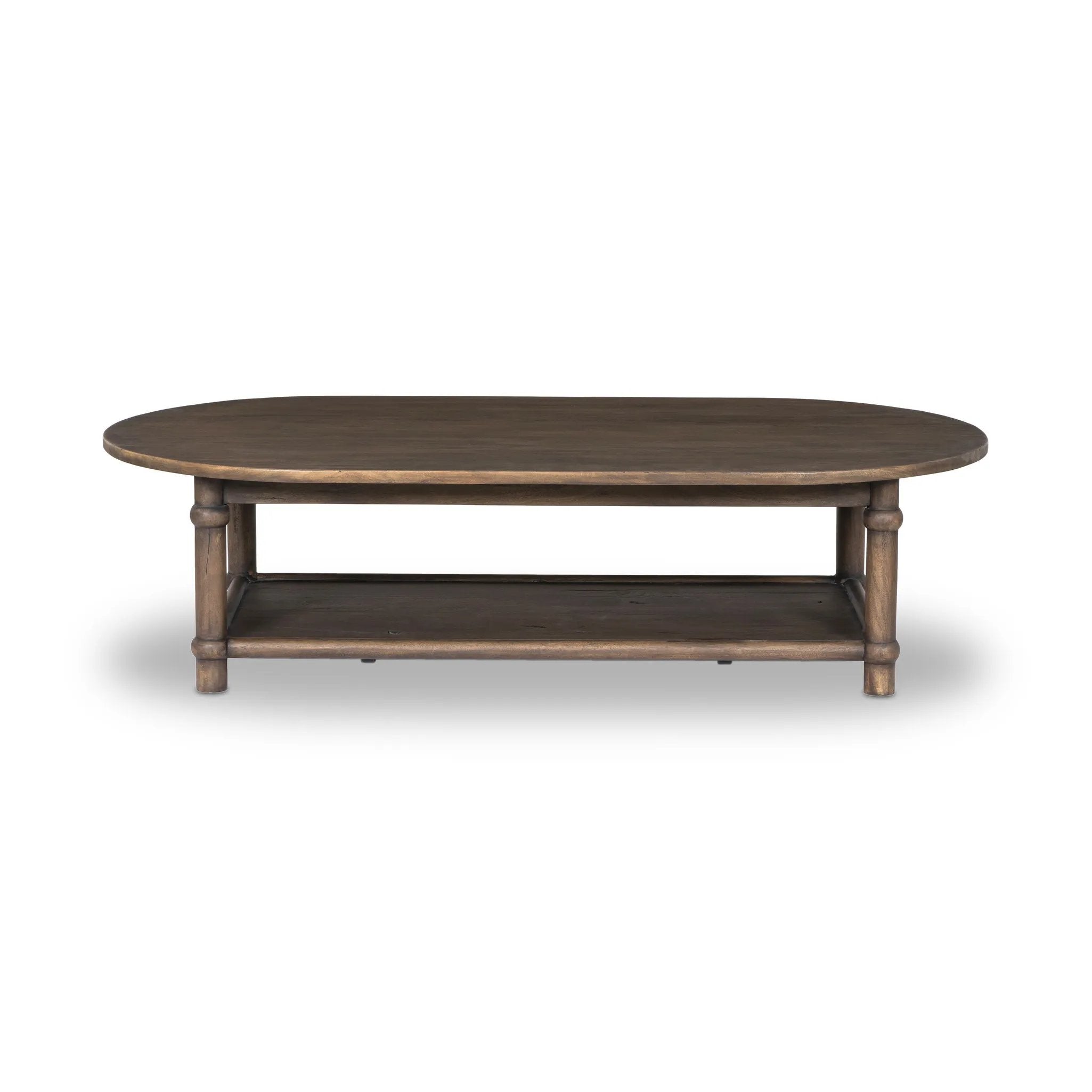 Crafted from brown reclaimed wood enriched with natural antiquing. A rounded bullnose edge and the lower shelf add functionality, while the round ball details provide a crafted finish. A design collaboration by Amber Lewis and Four Hands. This item has limited online distribution and may not be sold on websites without prior approval. Amethyst Home provides interior design, new home construction design consulting, vintage area rugs, and lighting in the San Diego metro area.