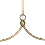 A chandelier inspired by Art Deco, featuring a pair of glass globes suspended from graciously curved iron arms finished in aged brass Amethyst Home provides interior design, new home construction design consulting, vintage area rugs, and lighting in the Seattle metro area.