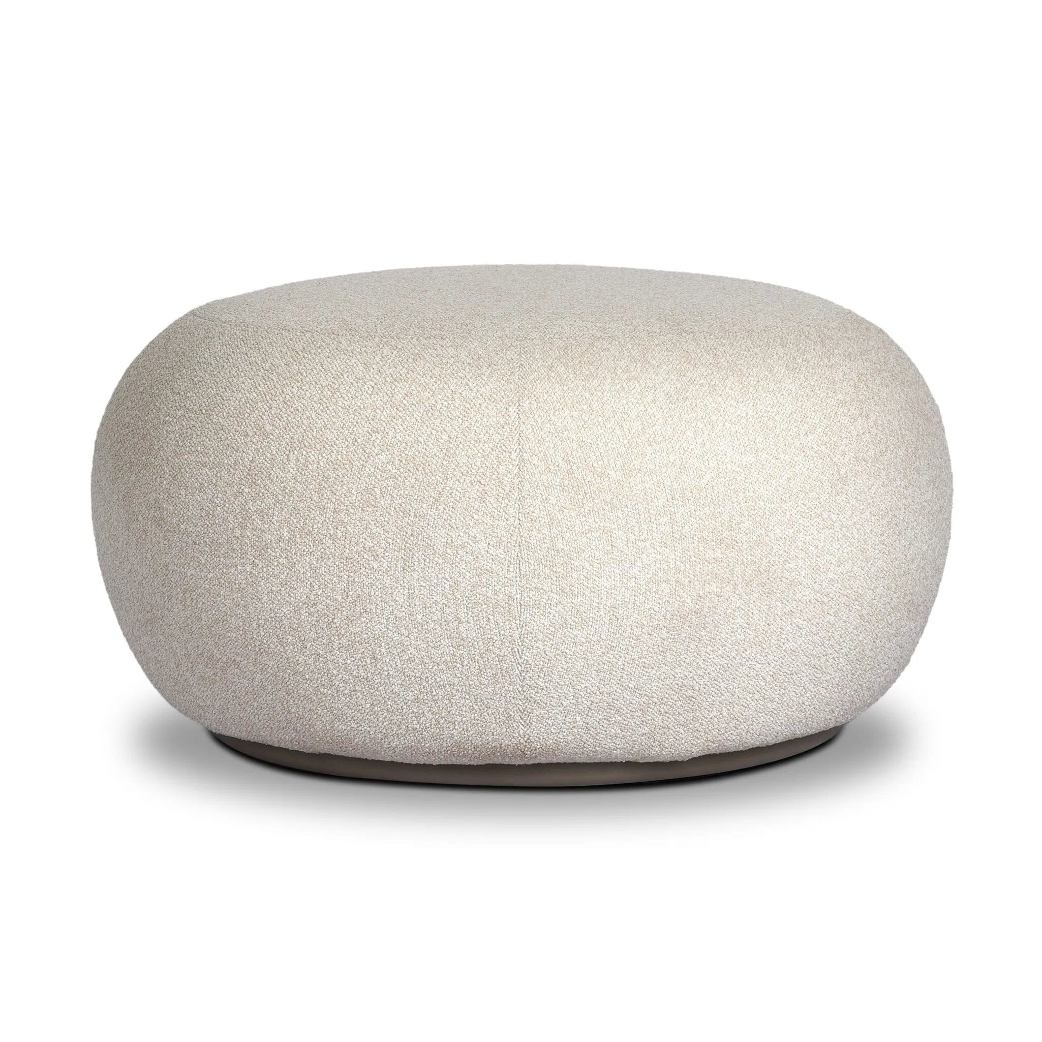 Simple, inflated shaping gets a textural upgrade on this outdoor ottoman, with boucle fabric all over on top of a pedestal base. Cover or store inside during inclement weather and when not in use.As lovers of clean aesthetics at Amethyst, we love the optimistic inspired Chip Outdoor Ottoman - Jasper Natural. Amethyst Home provides interior design, new home construction design consulting, vintage area rugs, and lighting in the Kansas City metro area.