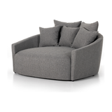 Featuring Chloe Fallon Charcoal Media Lounger by Four Hands at Amethyst Home. Roomy style. Charcoal upholstery covers a dramatic U shape for a spacious, sink-in sit. Throw pillows present an added touch of comfort to this sensibly styled media lounger, perfect for movie nights.
Overall Dimensions: 62"W x 66"L x 40.50"HColors: Fallon CharcoalMaterials: 68%. Amethyst Home provides interior design, new home construction design consulting, vintage area rugs, and lighting in the Winter Park metro area.