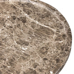 The classic pedestal shape gets a textural update on this outdoor end table. Cast concrete is finished with a water transfer technique to mimic marble, highlighting texture for a feel like natural stone. Cover or store inside during inclement weather and when not in use. Amethyst Home provides interior design, new home construction design consulting, vintage area rugs, and lighting in the Alpharetta metro area.