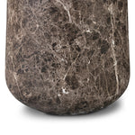 The classic pedestal shape gets a textural update on this outdoor end table. Cast concrete is finished with a water transfer technique to mimic marble, highlighting texture for a feel like natural stone. Cover or store inside during inclement weather and when not in use. Amethyst Home provides interior design, new home construction design consulting, vintage area rugs, and lighting in the Los Angeles metro area.