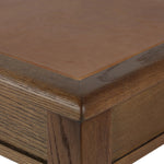 Featuring Claude Tan Oak Veneer Desk by Four Hands at Amethyst Home. Overall Dimensions: 68.00"w x 28.00"d x 30.00"hWeight : 132.28 lbsMaterials: Oak Veneer, Top Grain Leather, Solid Oak. Amethyst Home provides interior design, new home construction design consulting, vintage area rugs, and lighting in the Portland metro area.