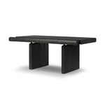Bring a beautifully contoured look to your workspace with a desk inspired by Italian postmodernism. Connected by iron brackets, a dual-panel base supports a spacious tabletop of worn black oak, crafting a float-like look. Four drawers keep frequently used items within reach Amethyst Home provides interior design, new home construction design consulting, vintage area rugs, and lighting in the Austin metro area.