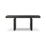 Bring a beautifully contoured look to your workspace with a desk inspired by Italian postmodernism. Connected by iron brackets, a dual-panel base supports a spacious tabletop of worn black oak, crafting a float-like look. Four drawers keep frequently used items within reach Amethyst Home provides interior design, new home construction design consulting, vintage area rugs, and lighting in the Boston metro area.