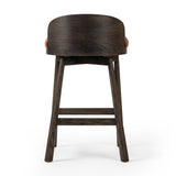 Featuring Cloris Altair Sienna Swivel Bar + Counter Stool by Four Hands at Amethyst Home. Channel vintage vibes with a swivel stool perfectly sized for the bar. Crafted of dark-finished oak, a low, molded back adds a playful touch, while an upholstered seat offers comfort and color. Finished off with a memory swivel to ensure the stool's curved wood back s. Amethyst Home provides interior design, new home construction design consulting, vintage area rugs, and lighting in the Scottsdale metro area.