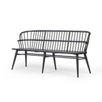 Featuring Connor Black Ash Bench by Four Hands at Amethyst Home. The classic Windsor, modernized. Dining bench of black-finished solid ash features a double-tiered back and finely sculpted frame.Overall Dimensions: 72.00"w x 24.75"d x 35.25"hWeight : 48.50 lbsMaterials: Solid Ash. Amethyst Home provides interior design, new home construction design consulting, vintage area rugs, and lighting in the Houston metro area.