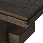 Crafted from smoked alder, this Wabi Sabi-inspired console brings an organic look to your space. With staggered legs, chamfered edges and a central stretcher, this piece is perfect for media display or styled in the living room or entryway Amethyst Home provides interior design, new home construction design consulting, vintage area rugs, and lighting in the Laguna Beach metro area.
