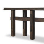 Crafted from smoked alder, this Wabi Sabi-inspired console brings an organic look to your space. With staggered legs, chamfered edges and a central stretcher, this piece is perfect for media display or styled in the living room or entryway Amethyst Home provides interior design, new home construction design consulting, vintage area rugs, and lighting in the Miami metro area.
