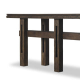 Crafted from smoked alder, this Wabi Sabi-inspired console brings an organic look to your space. With staggered legs, chamfered edges and a central stretcher, this piece is perfect for media display or styled in the living room or entryway Amethyst Home provides interior design, new home construction design consulting, vintage area rugs, and lighting in the Miami metro area.